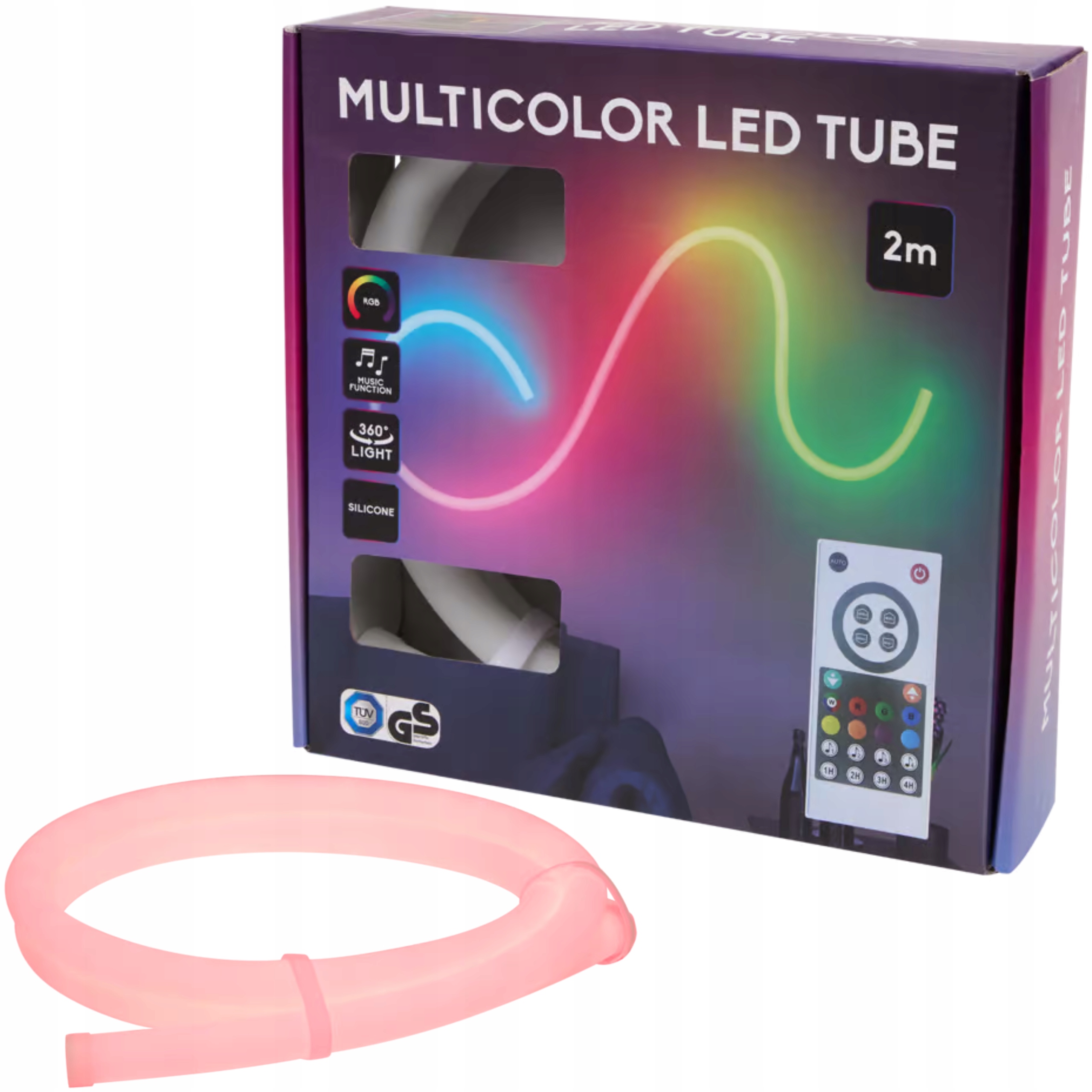 Vícebarevná Led hadice 2 m s dálkovým ovládáním, Rgb světelné efekty, flexibilní