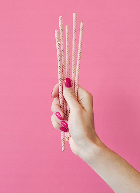 Słomki Papierowe, Różowe, słomki jednorazowe 10szt. 19,5cm Marka Party deco