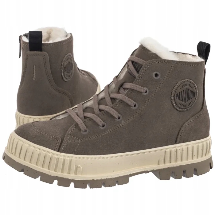Boty Trapery Palladium Pallashock Zip Warm Dear Brown 74353 Šedé