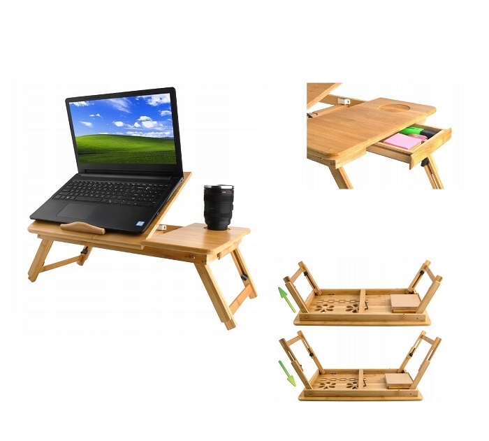 STOLIK Z DREWNA POD LAPTOPA REGULOWANY DO ŁÓŻKA
