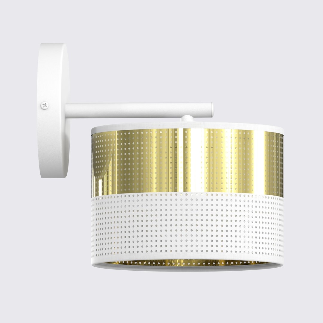 Nástenné svietidlo Lux K1 bielo-zlaté moderný valcový E27 15W Led