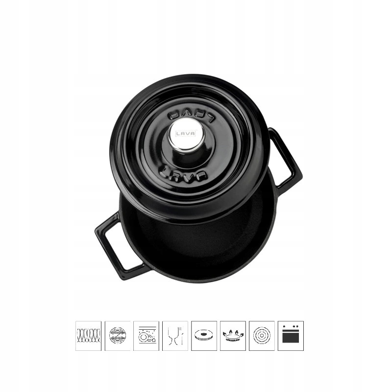 Liatinový hrniec okrúhly 18cm čierny