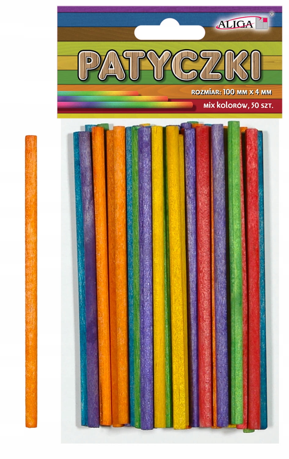 Patyczki PK-0135 mix kolorów op. 50szt. 100x4mm