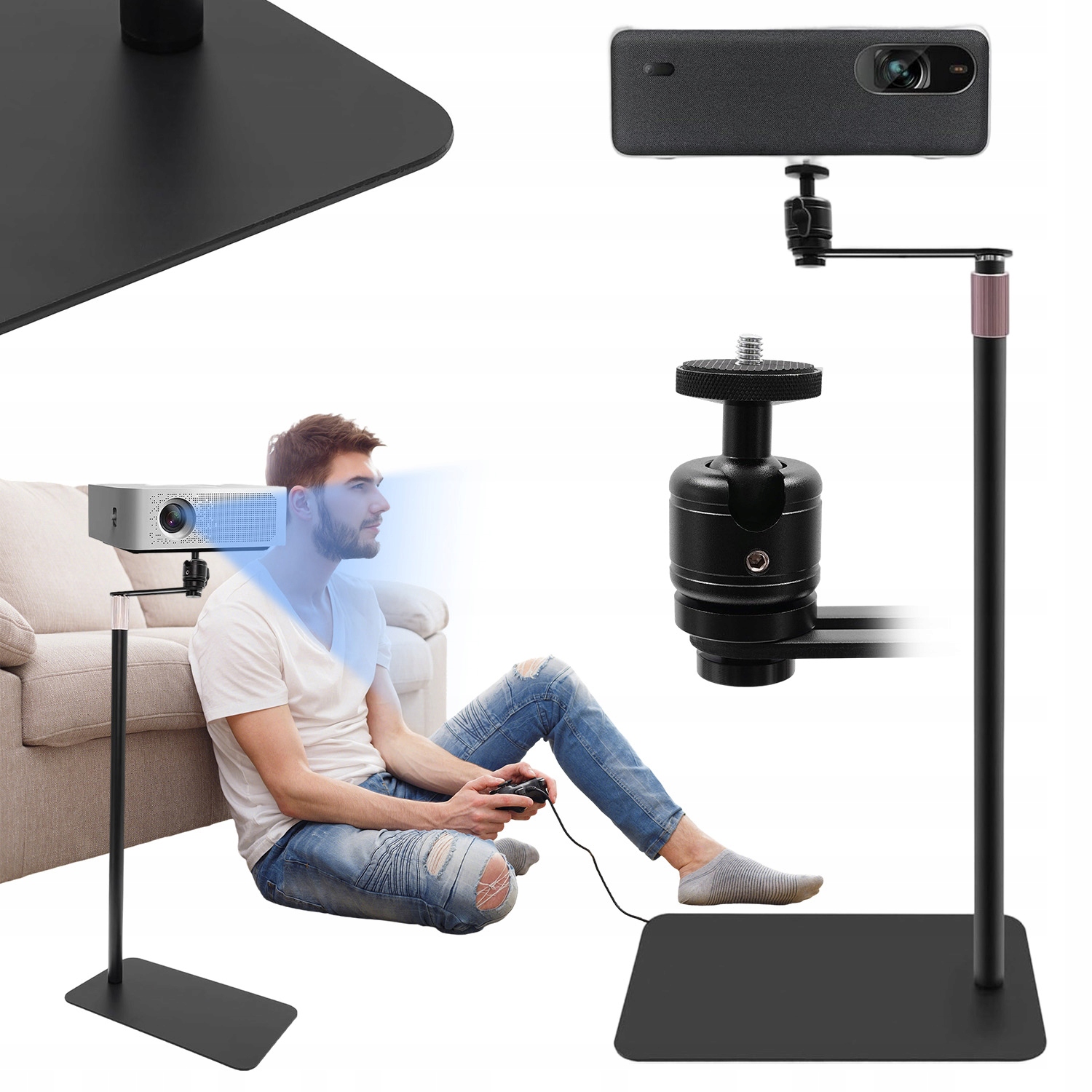 Stojan Pro Projektor Dům 60-120 CM, Otáčení O 360° Sklon 90°, Odolný