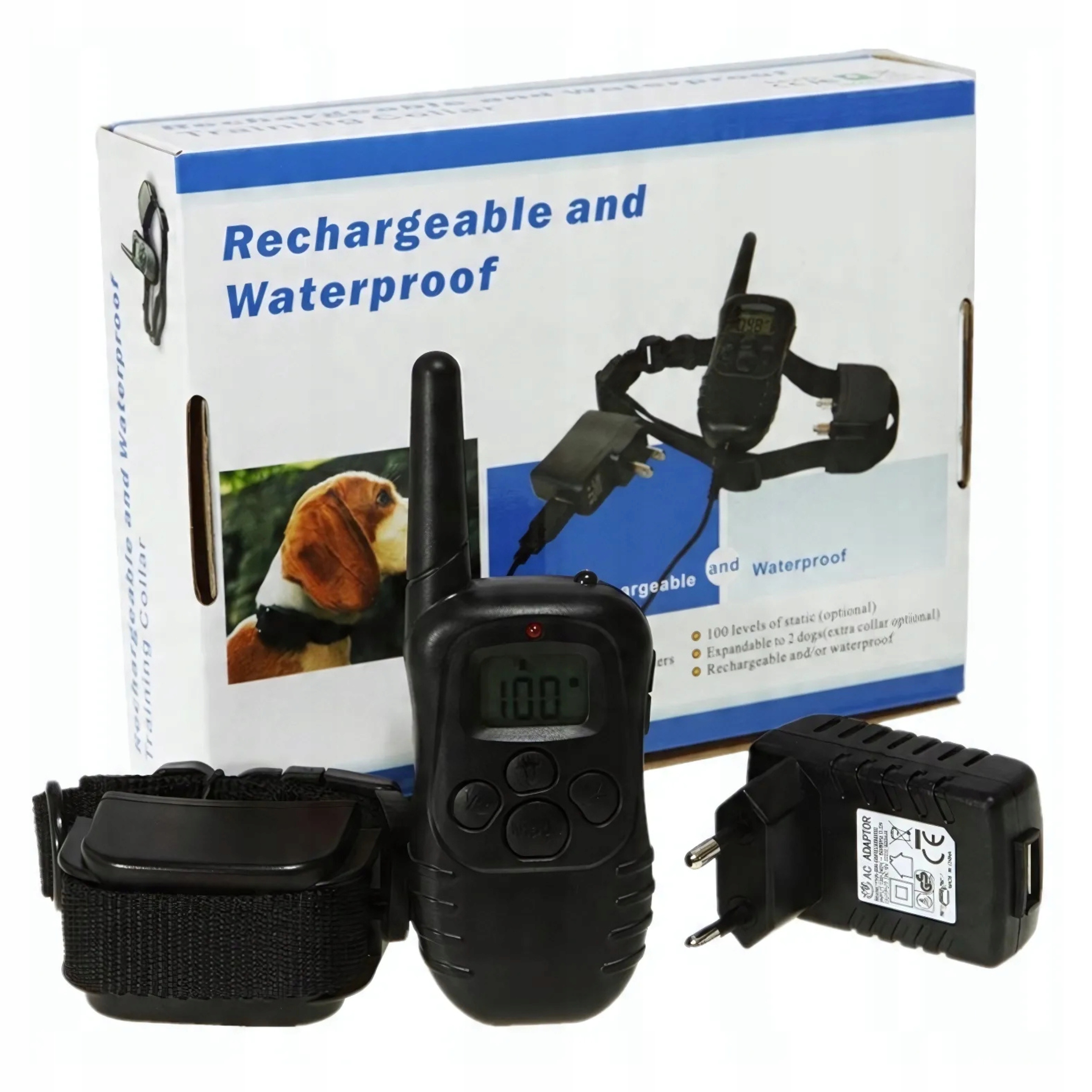 Levně Elektrický Výcvikový Obojek Pro Psa Voděodolný Trenažér Psů Výcvik