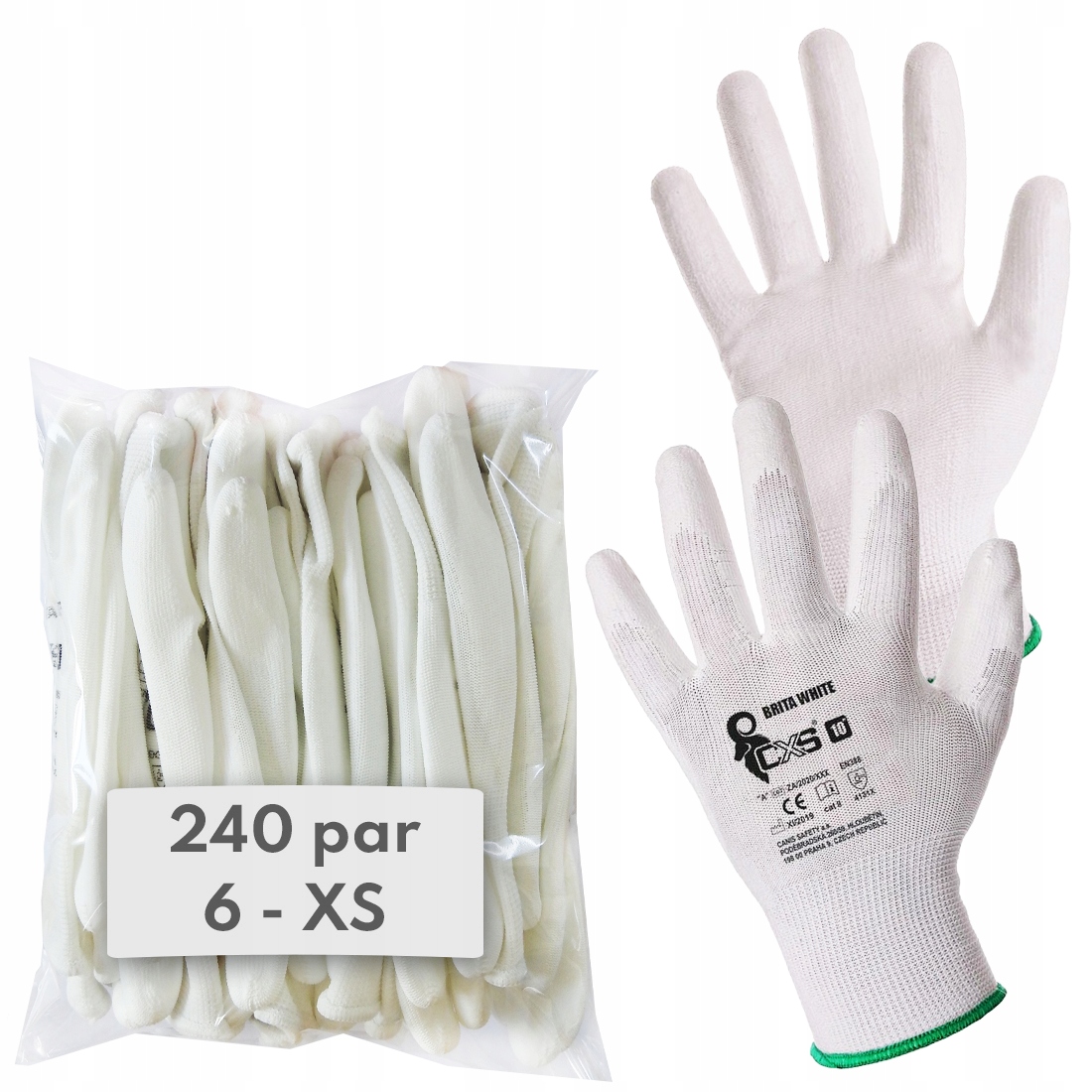 Cxs Brita Bílé Pracovní Rukavice 240 párů vel. 6