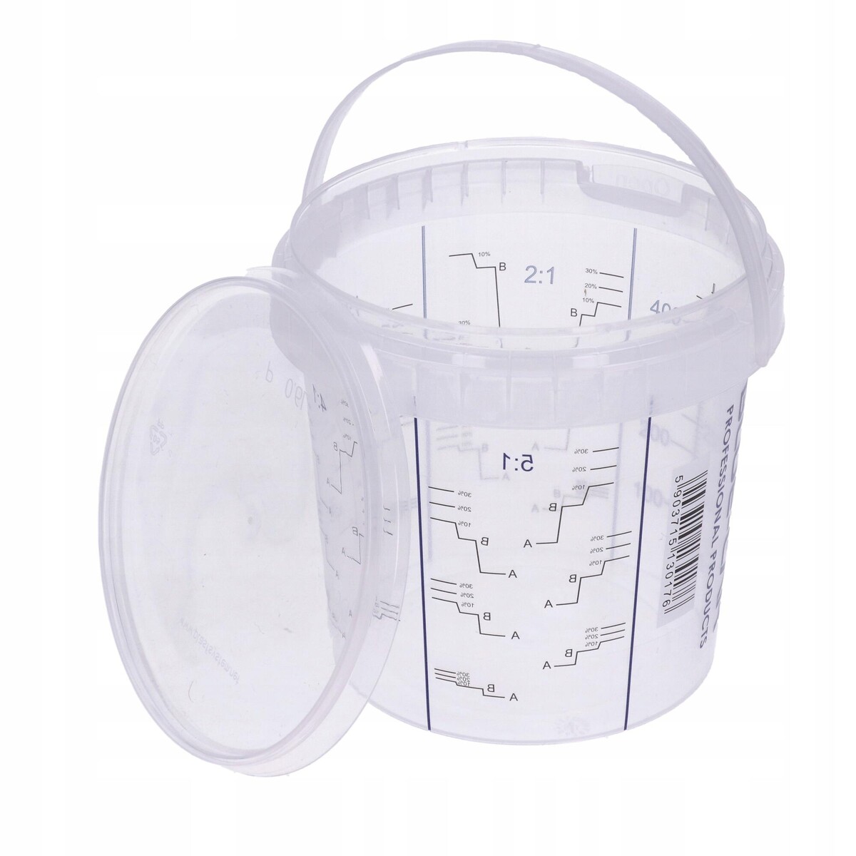 10x WIADERKO DO MIESZANIA LAKIERU 600ml Z PODZIAŁKĄ + PRZYKRYWKA