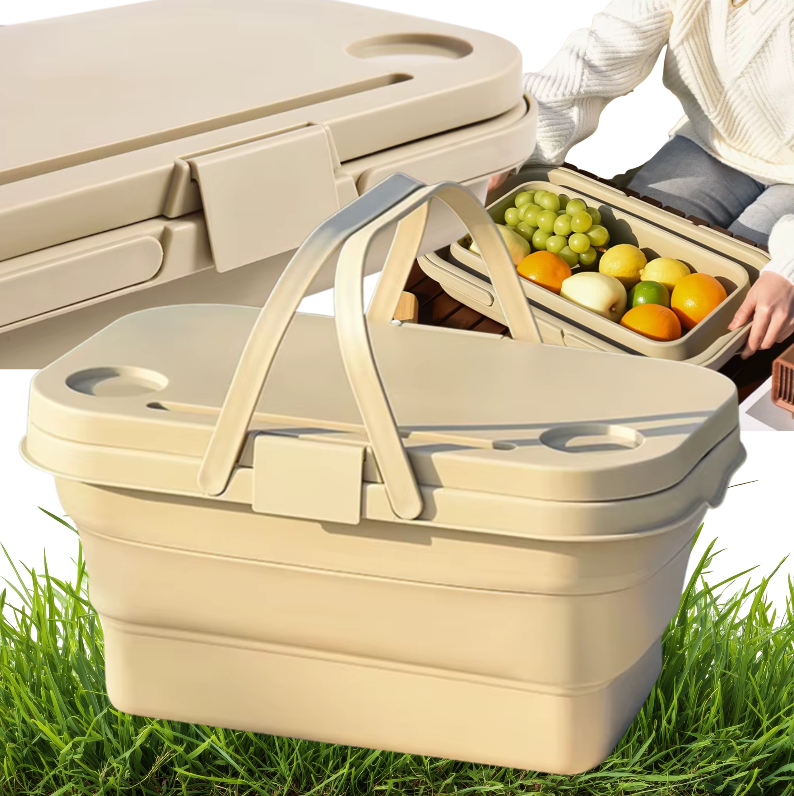 Kosz Wodoodporny Składany Stolik Koszyk Turystyczny 15L Kemping Piknik