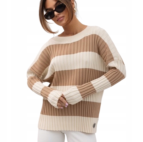 Cocomore Pruhovaný svetr Camelový Béžový New