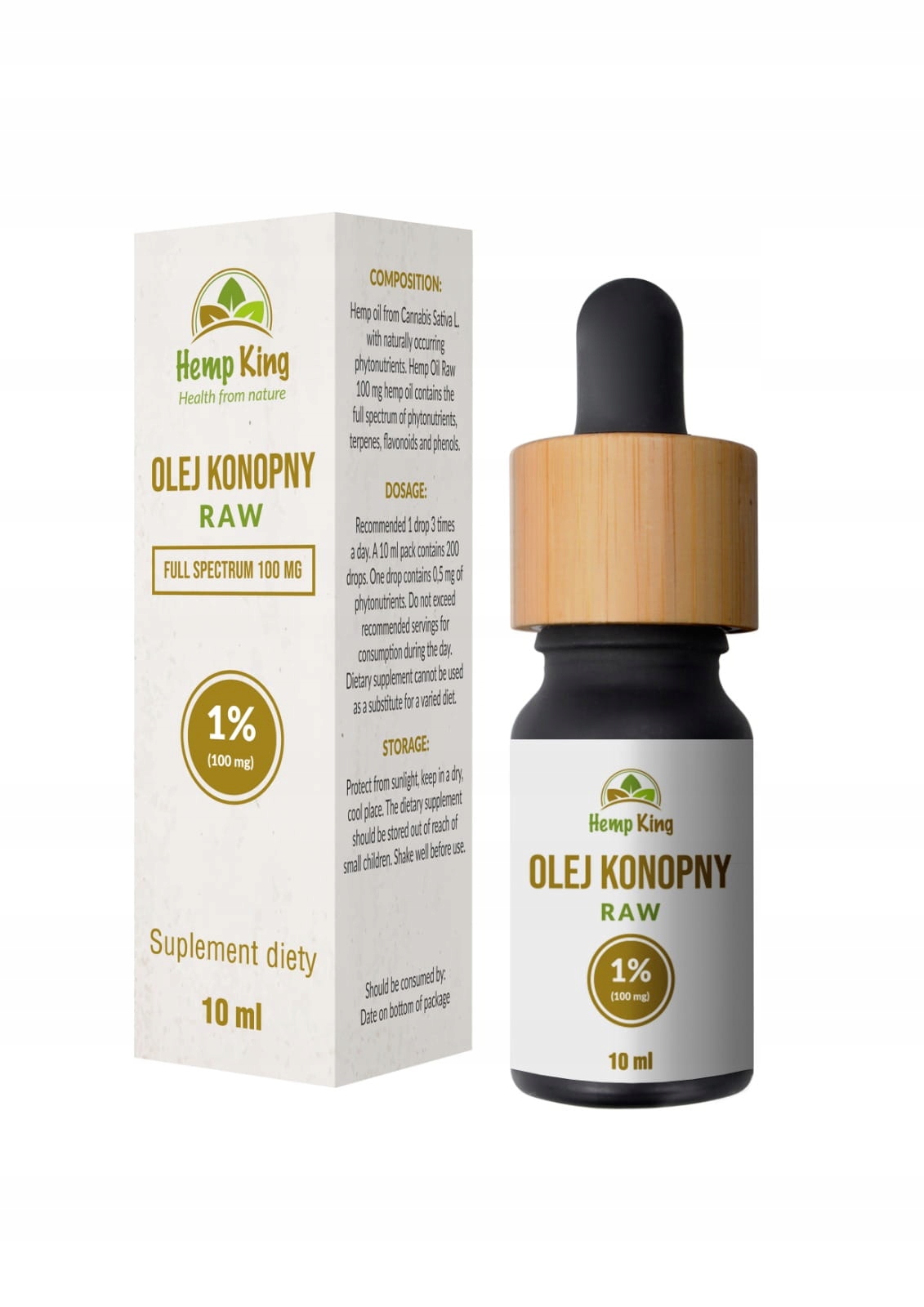 

Olej konopny Cbd 1% Raw 10 ml Hemp King odporność