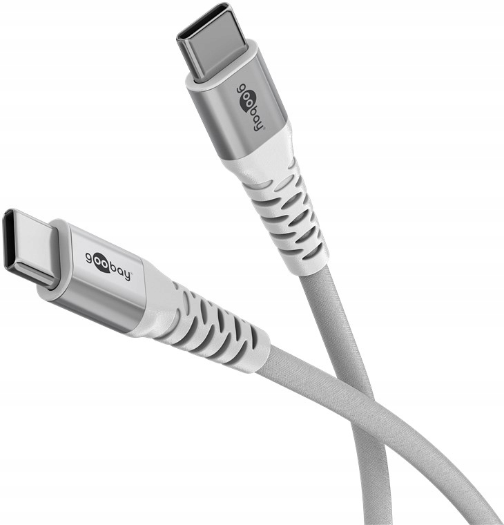 Goobay Usb-c Kabel Tekstylny Superflex 2m, Metalowe Wtyki, Biały (70194)