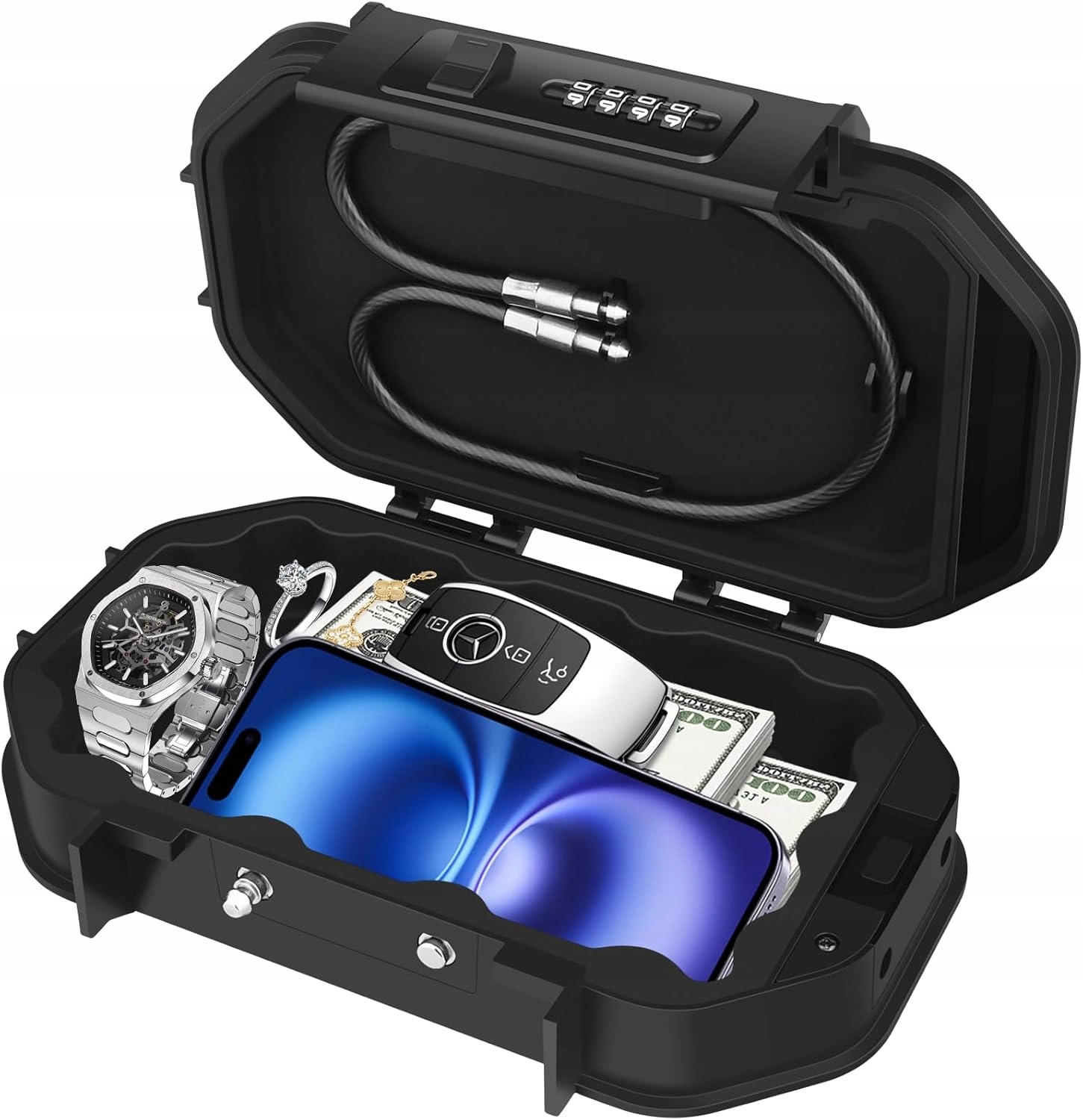 Sejf Przenośny Wodoodporny IP68 Z Kablem Stalowym I Podwójnym Zamkiem