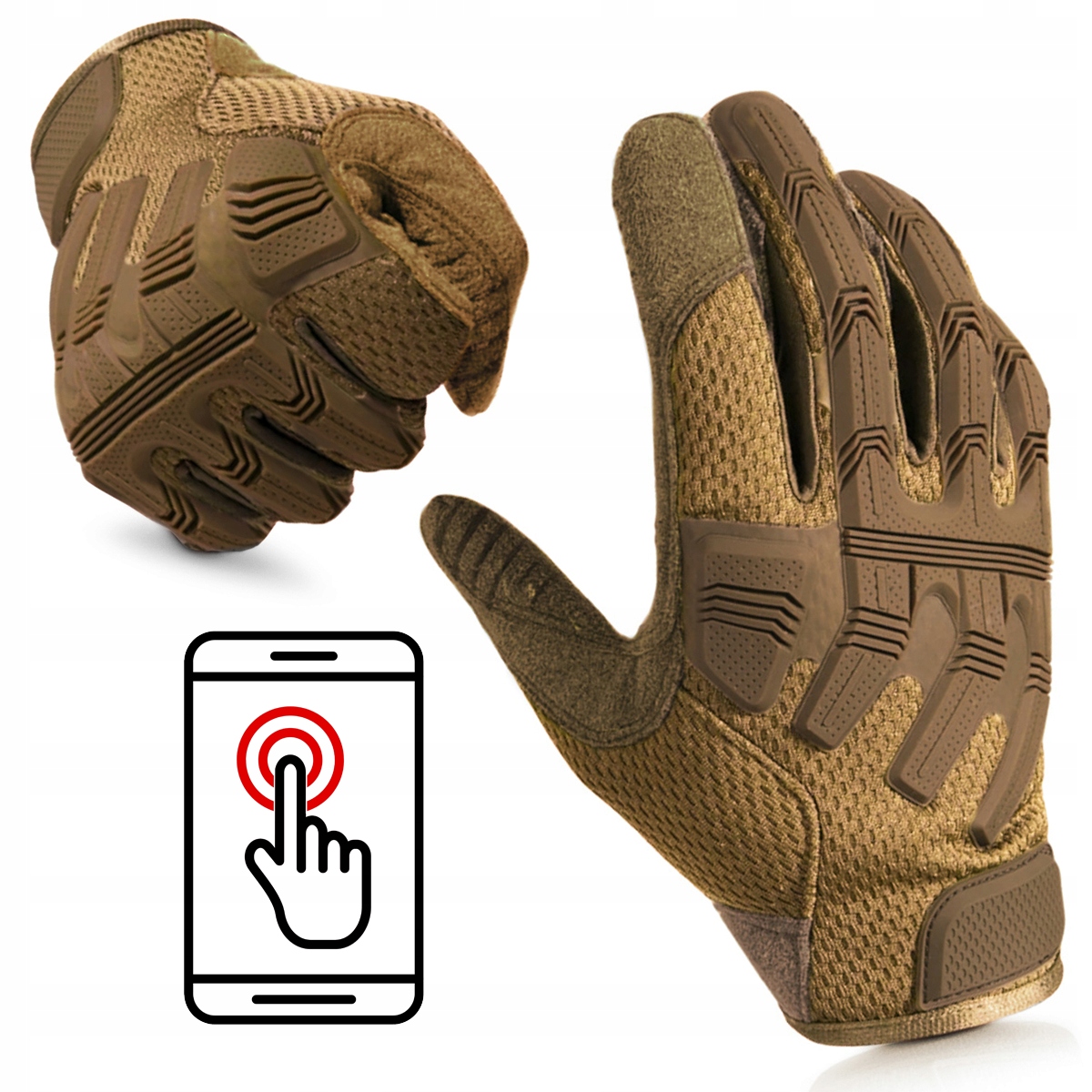 Taktické Dotykové rukavice Survival Bojové Vojenské Béžové L