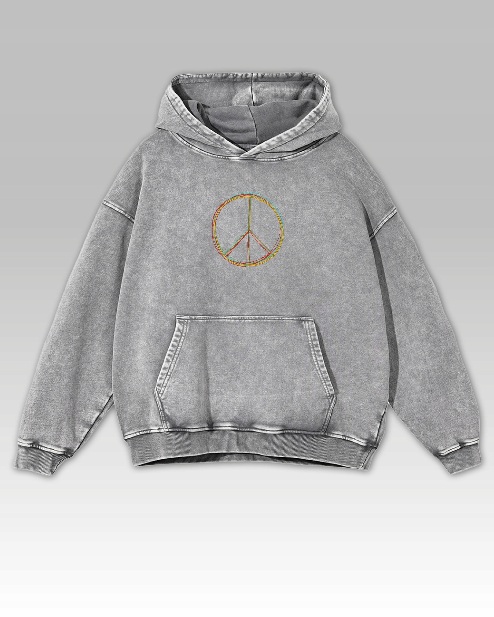 Mikina Symbol pokoje Výšivka Oversize Peace Sign Pokoj a láska Znamení Šedá M