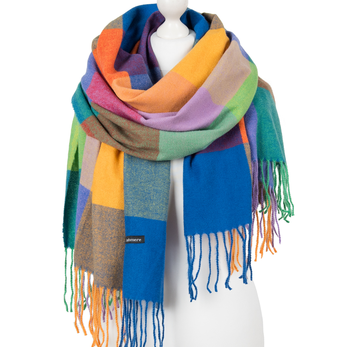 CIEPŁY KASZMIROWY SZALIK KRATA DUŻY ZIMOWY SZAL KASZMIR KOLORY