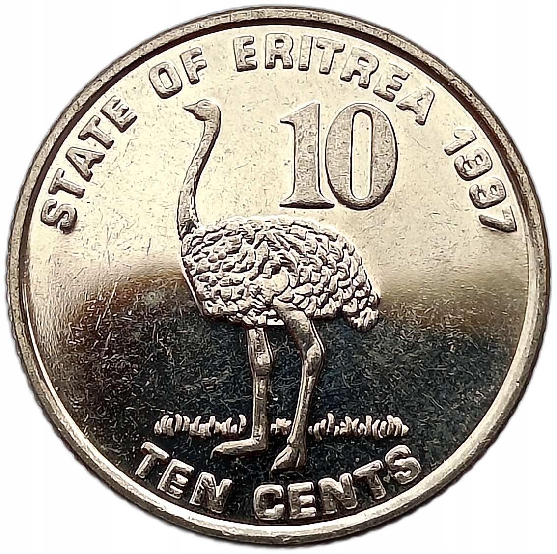 ERYTREA 10 CENT 1997 PTAK STRUŚ - MENNICZA