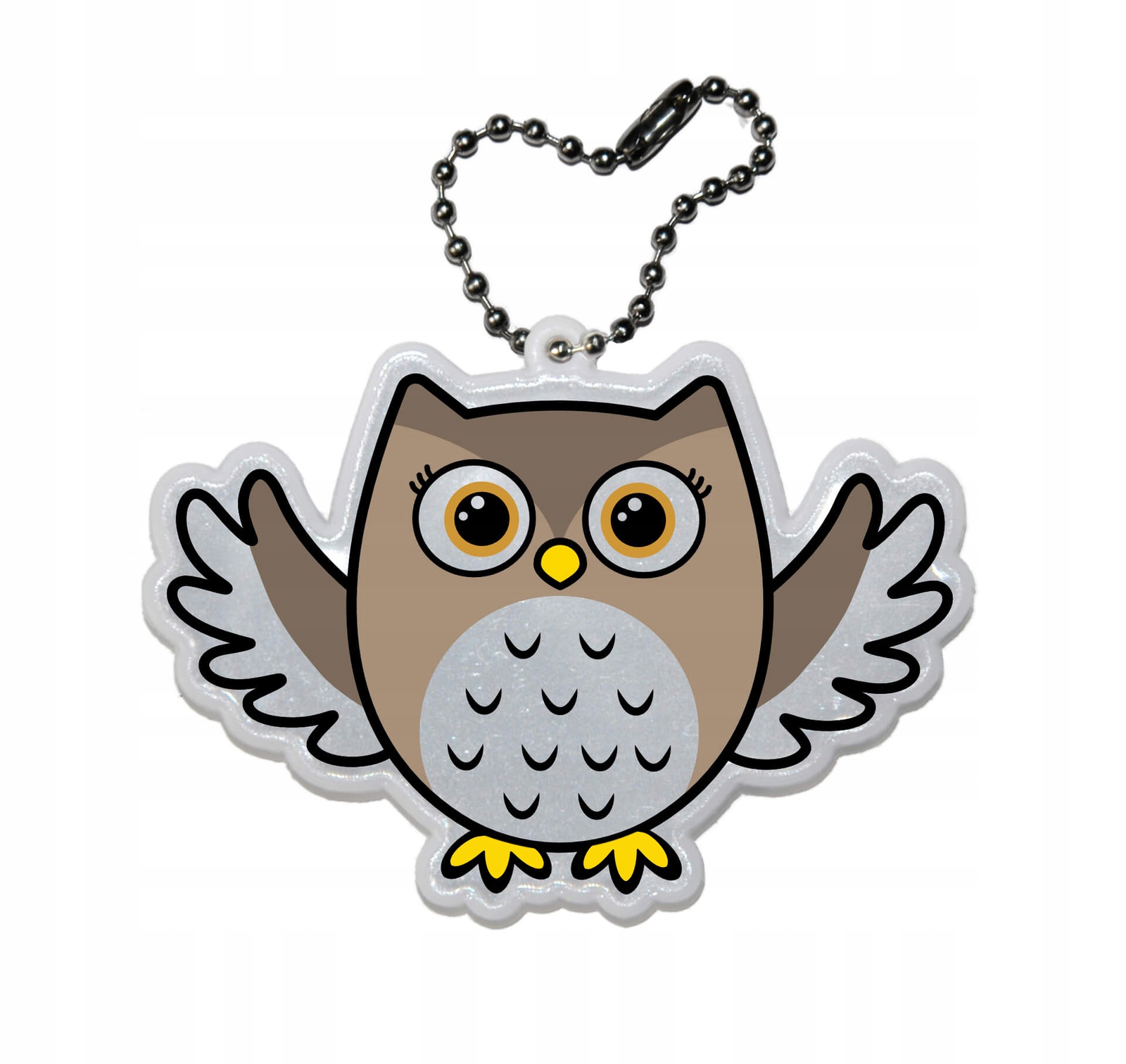 ZAWIESZKA ODBLASKOWA SOWA SÓWKA brelok odblaskowy ODBLASK DLA DZIECI Kolor srebrny