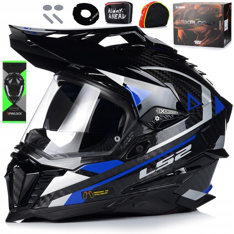 Motocyklová Prilba LS2 MX701 Explorer Karbónové Uhlíkové Vlákno Pinlock Blenda