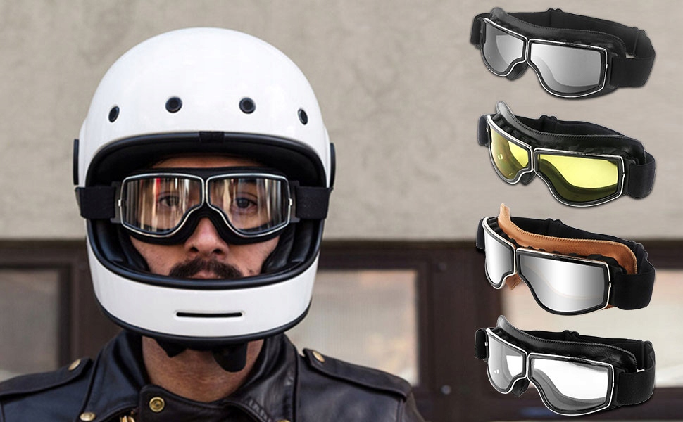 GOGLE MOTOCYKLOWE VINTAGE PILOT SKÓRZANE OKULARY Model MT031