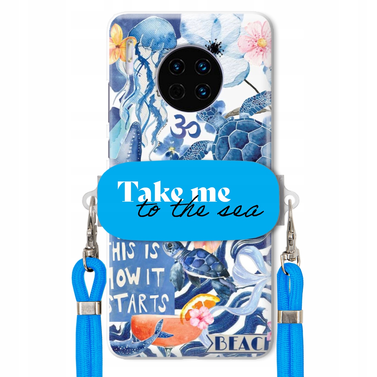 Pouzdro pro Huawei Mate 30 Pro Premium Vodítko modré Držák Take Me To The Sea