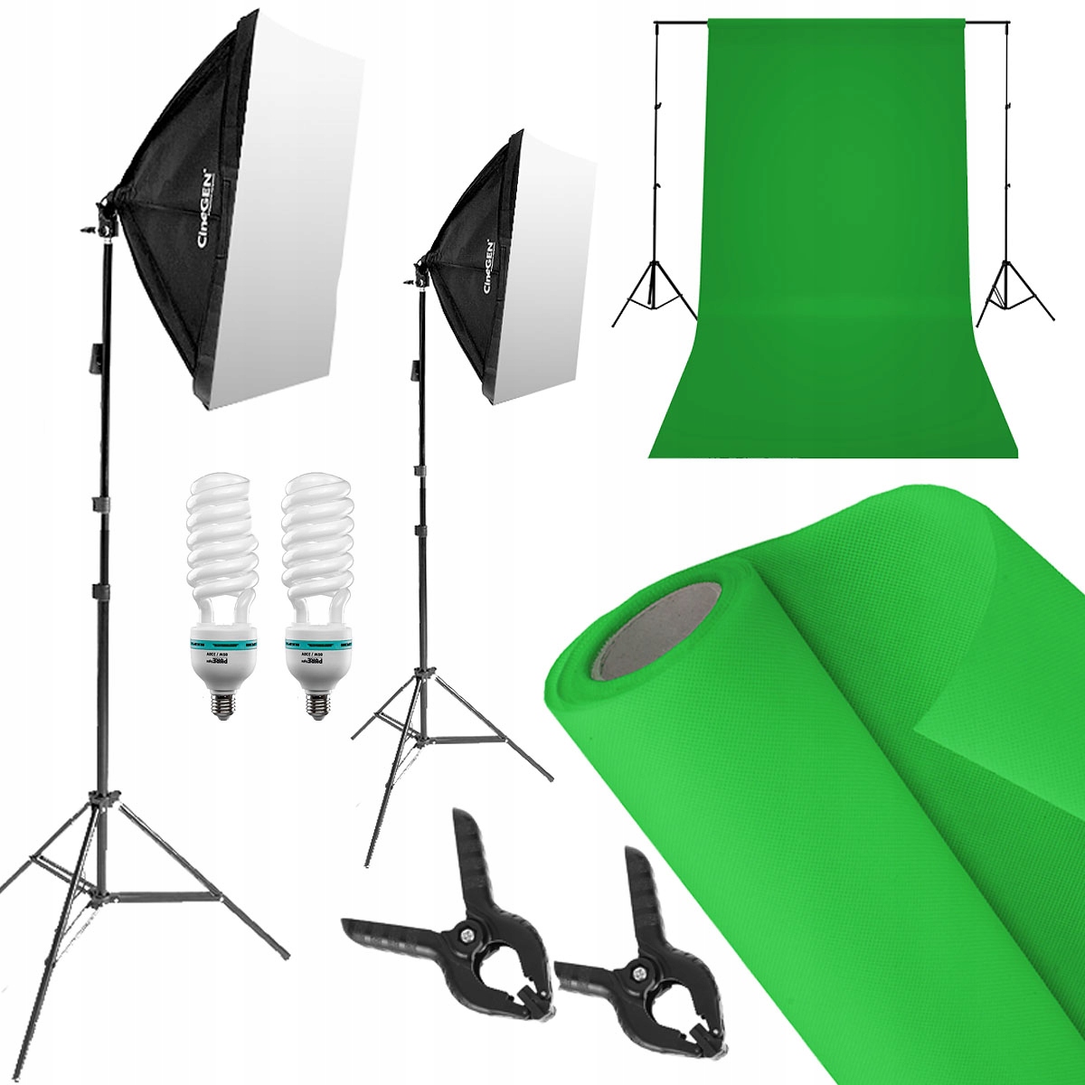 Domowe studio 2x 85W + TŁO ZIELONE Zestaw YOUTUBE