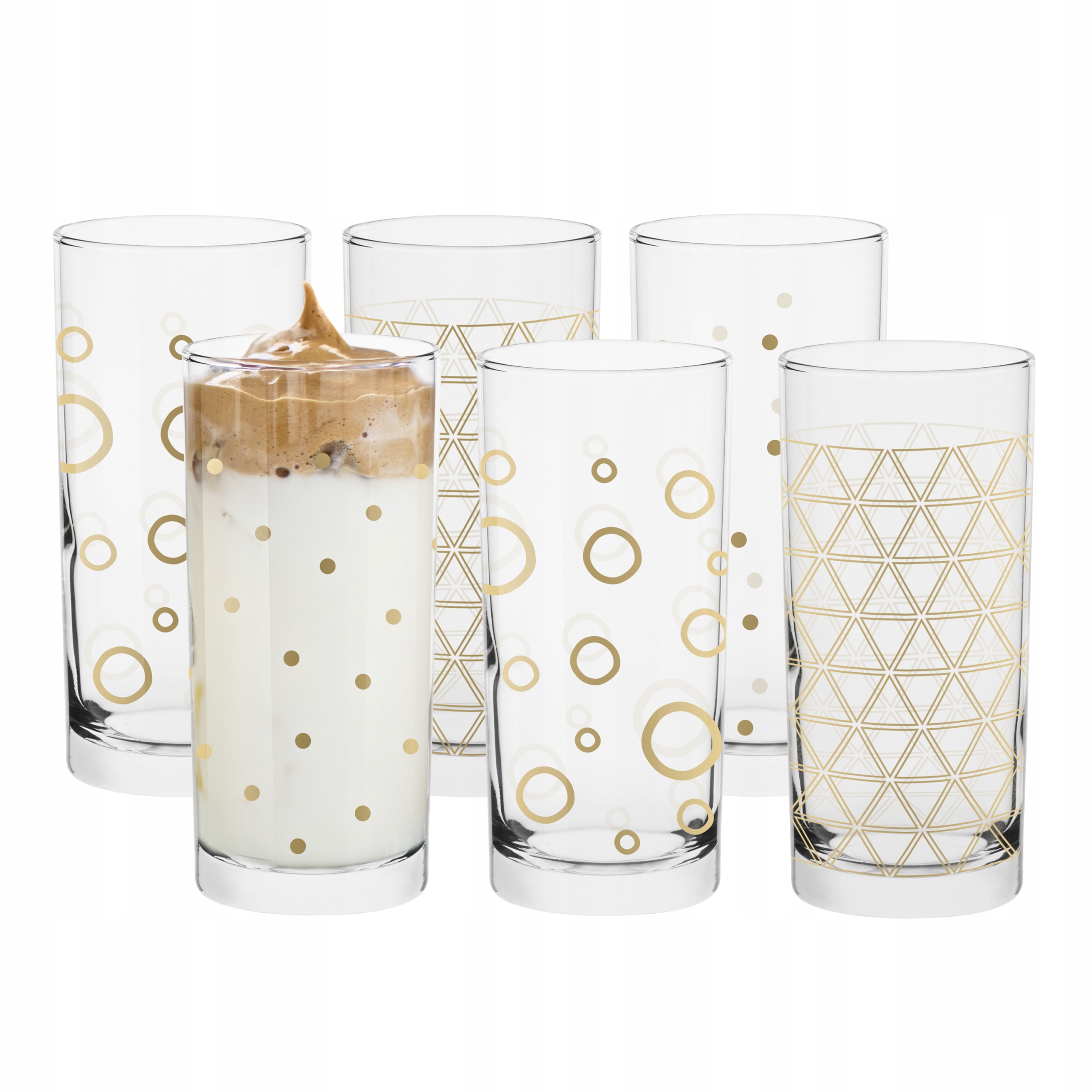 SZKLANKI Wysokie 6x285 ml Komplet MIX WZORÓW Zdobione PRODUKT POLSKI