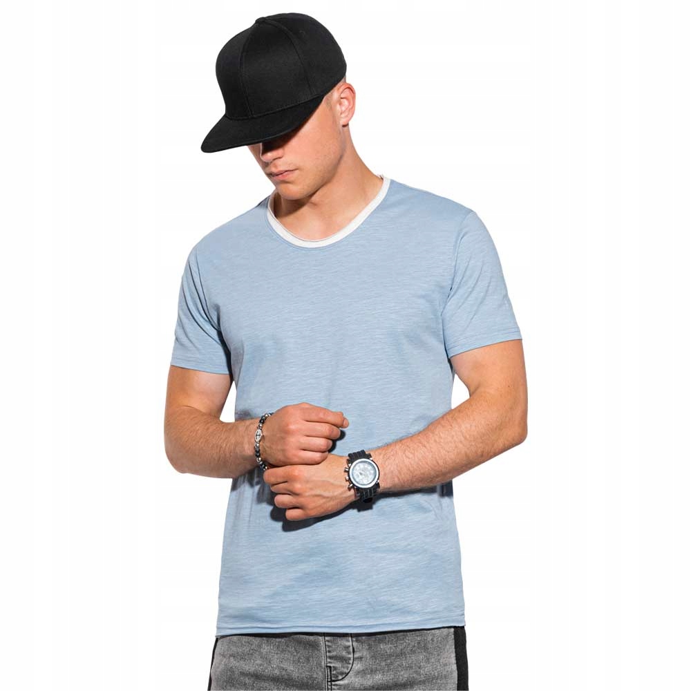 

T-shirt męski bawełniany S1385 jasnoniebieski M