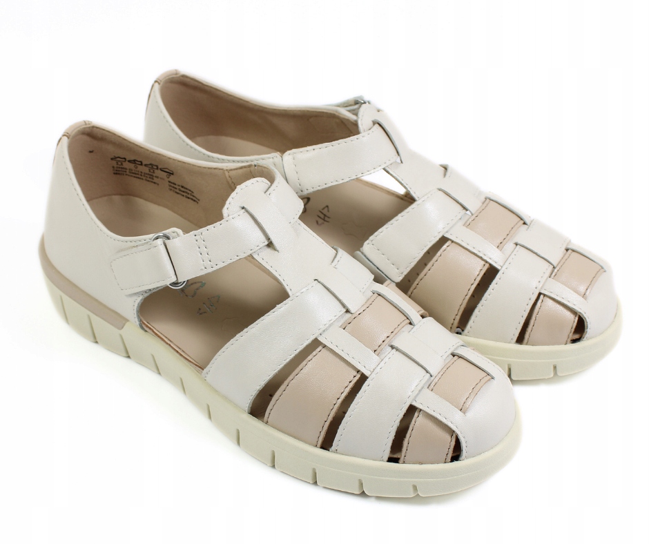 Béžové dámské kožené sandály s zakrytými prsty Caprice 24500 r37