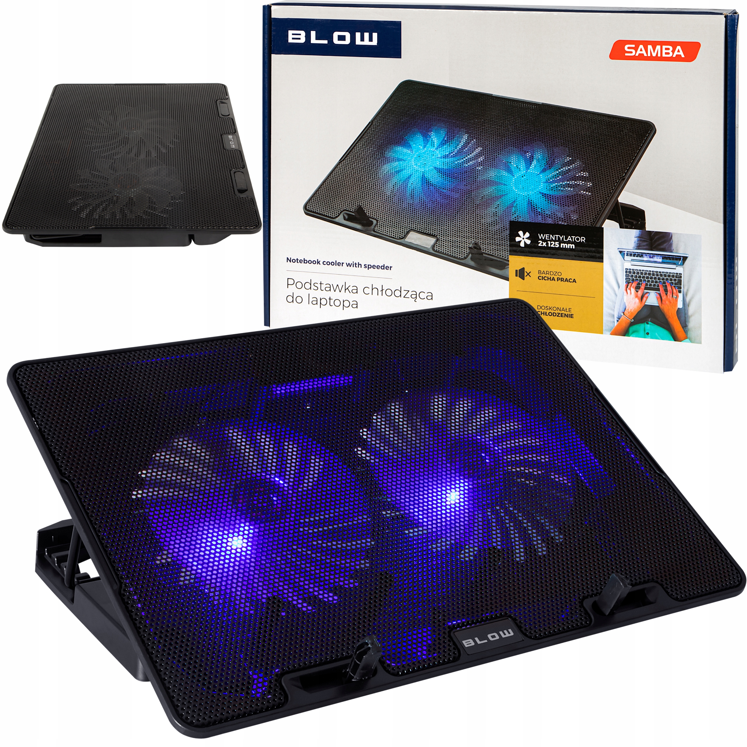 PODSTAWKA PODKŁADKA CHŁODZĄCA LAPTOP 12-17 LED REGULOWANA 2 WENTYLATORY USB