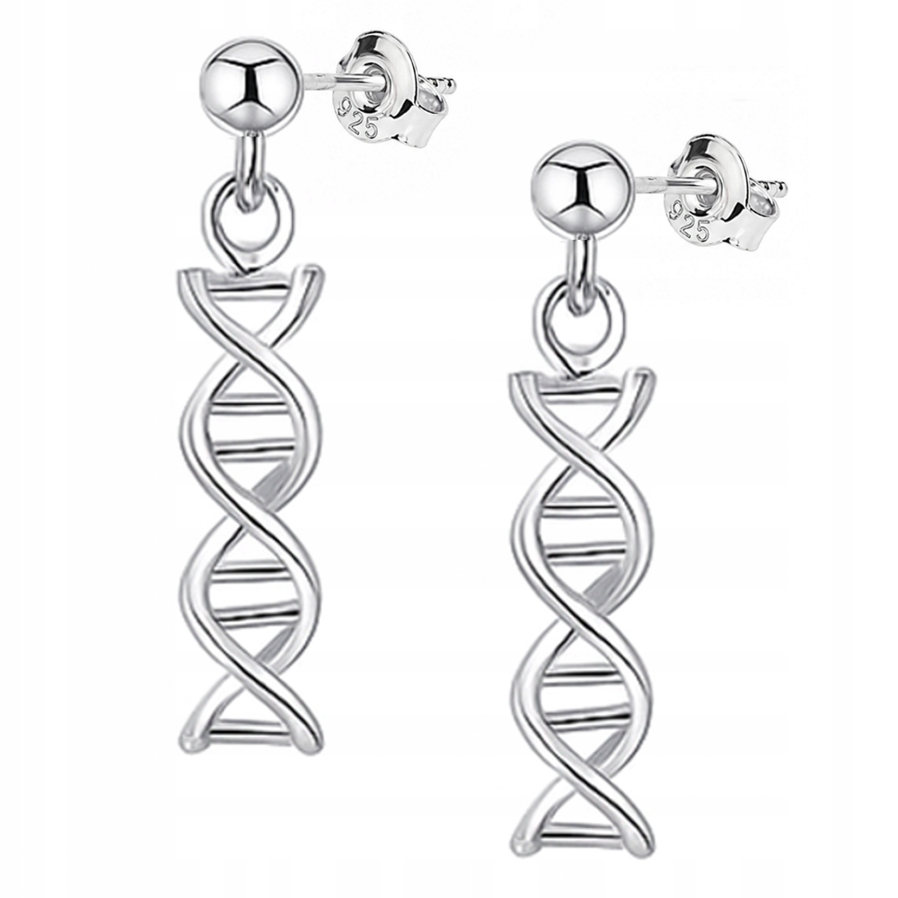 Stříbrné náušnice Dna Helix Genetický kód Stříbro ryzost 925