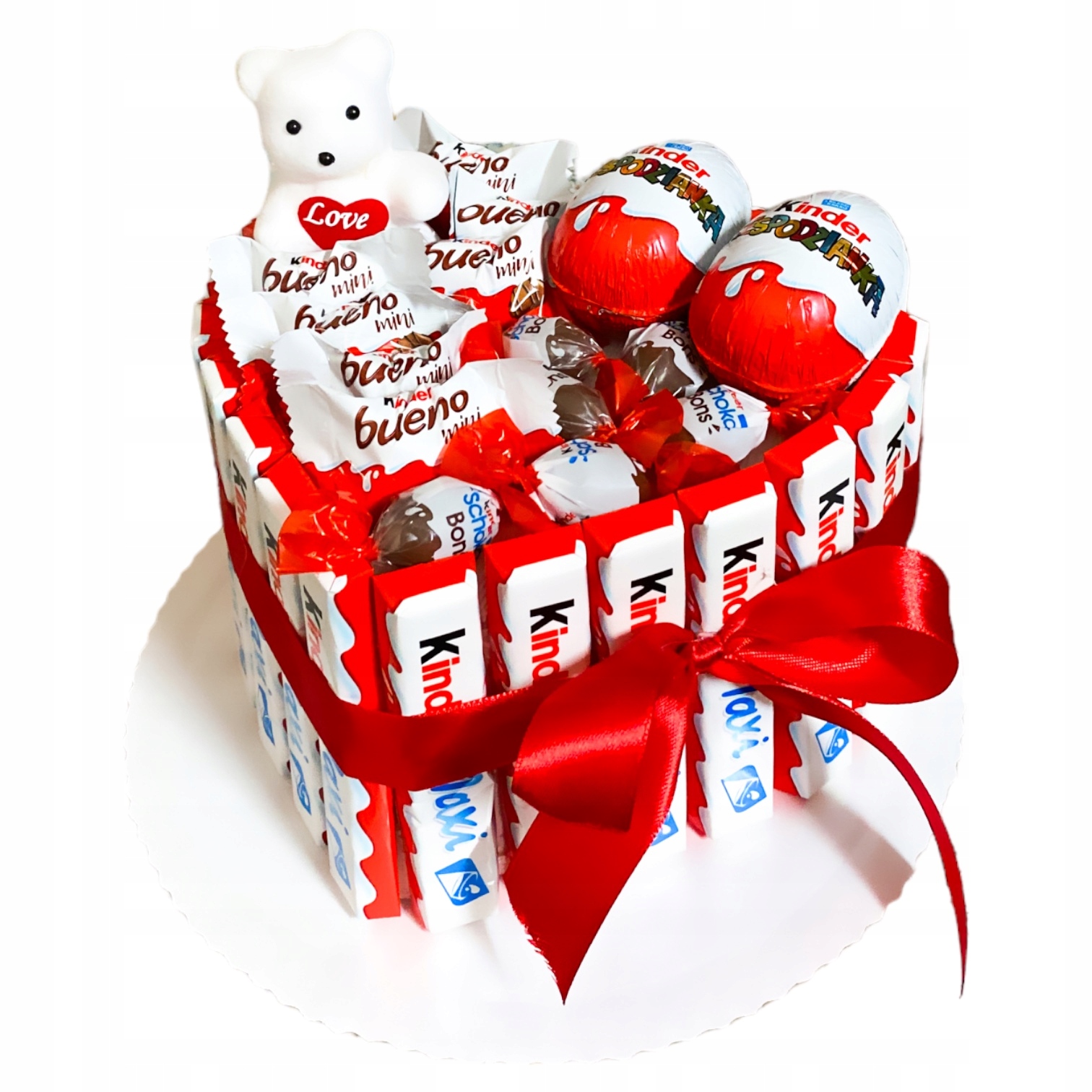 Tort Kinder Serce na Walentynki Urodziny Dzień Matki Dzień Ojca