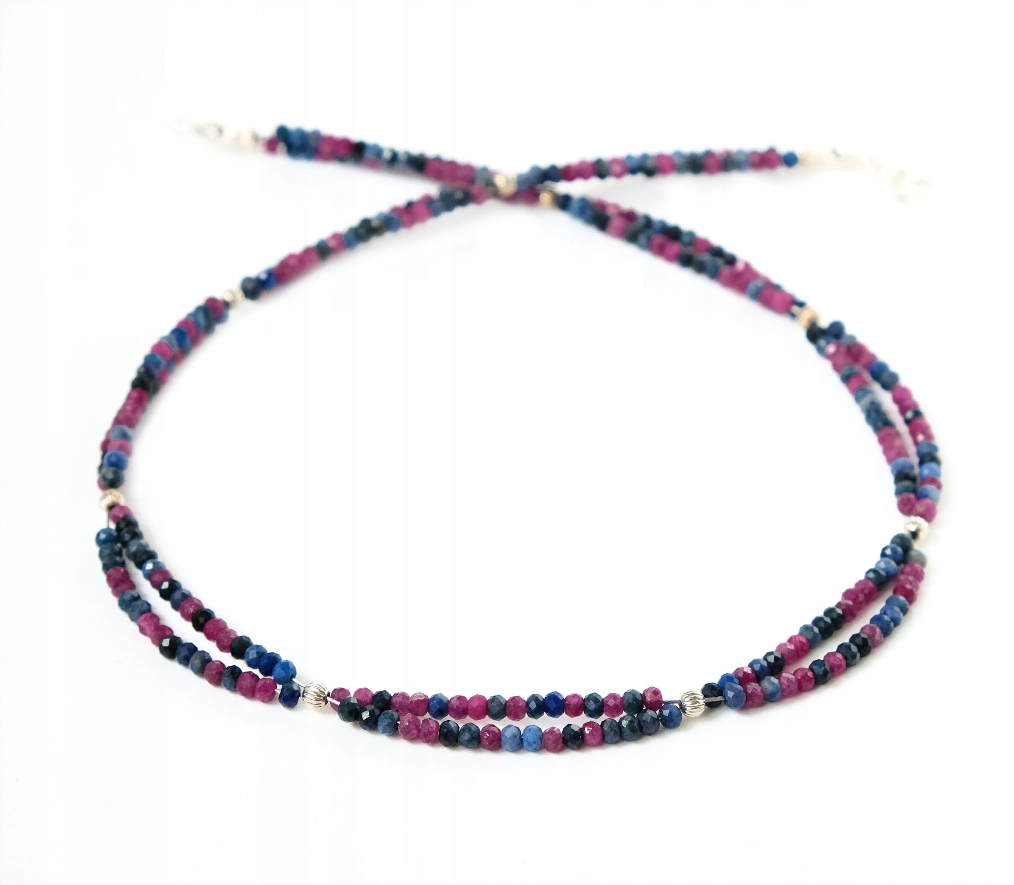 Kolia Náhrdelník Choker z safírových rubínů Stříbro Unikátní dárek pro manželku