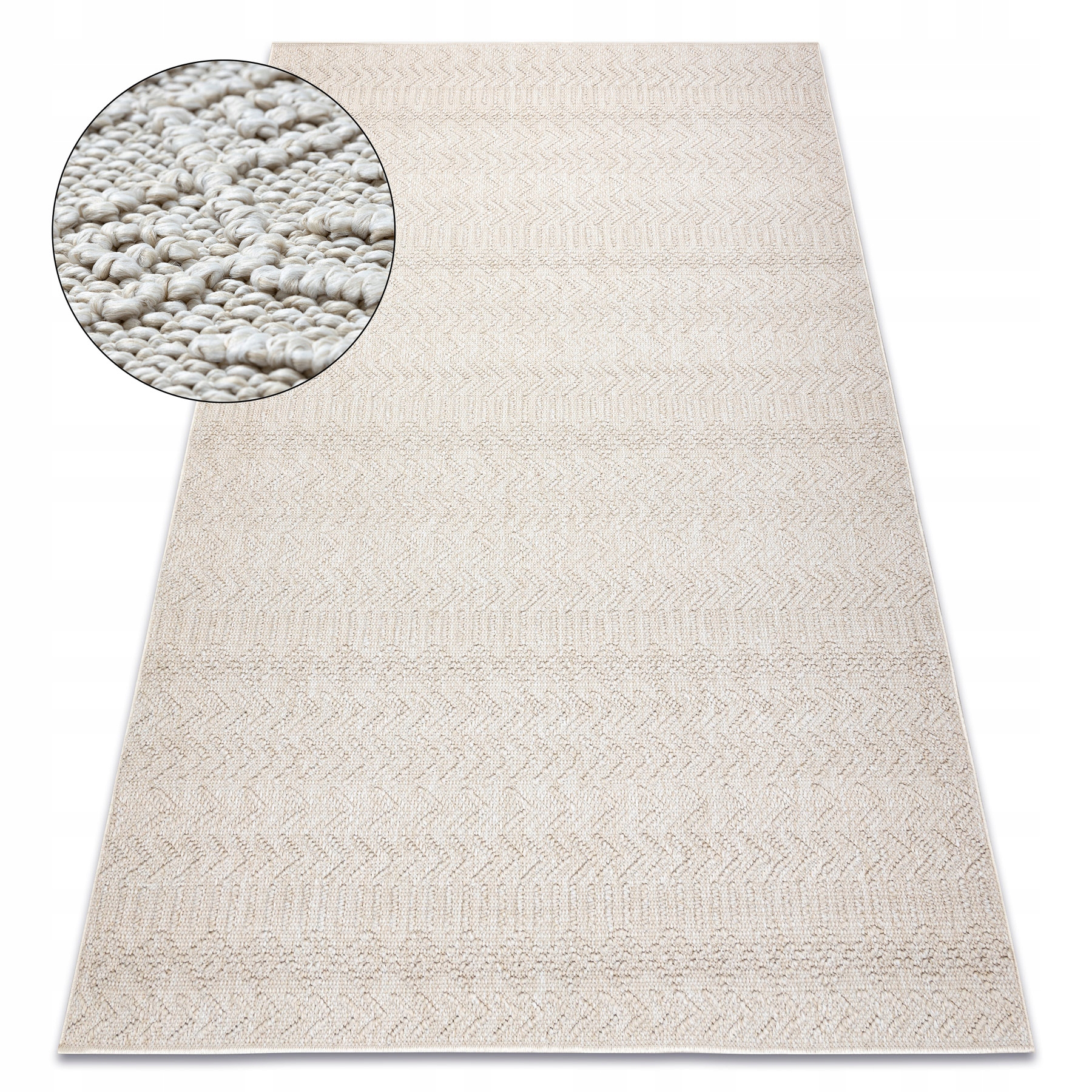 Dywan Płasko Tkany Jersey Jodełka krem sizal outdoor dwa poziomy 240x330 cm