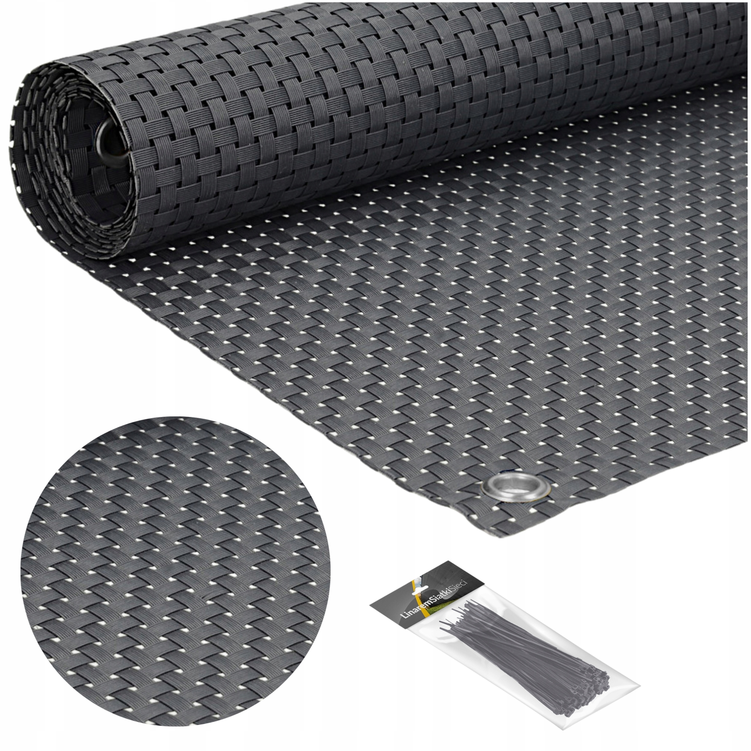 Osłona Na Balkon Taras Mata Balkonowa Rattan 0,9x3m Zasłona Grafitowa Pvc