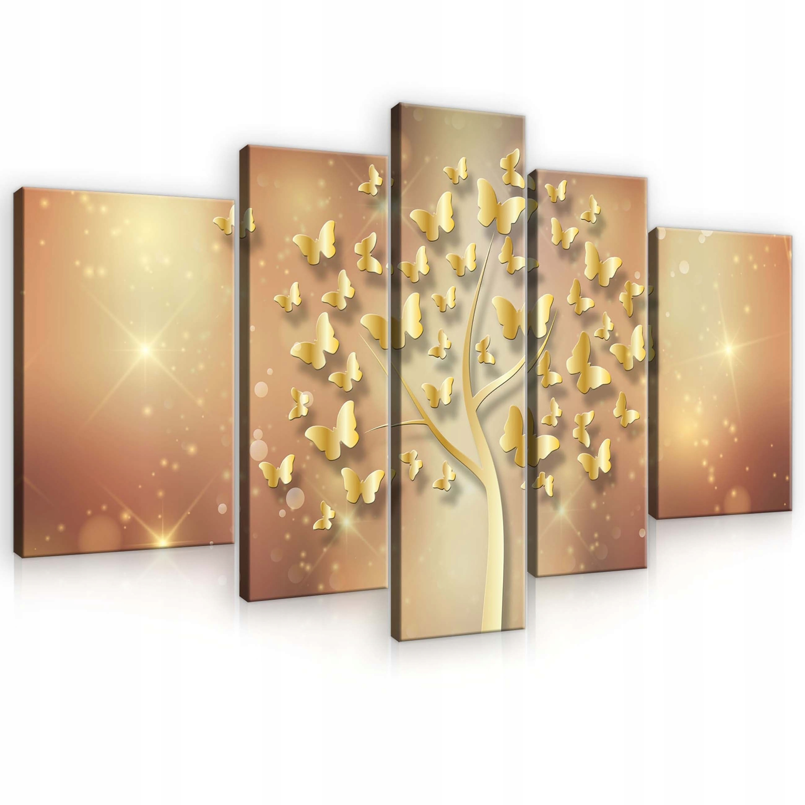 Obraz 170x100 modulárny strom života zlaté motýle dekorácia steny sen