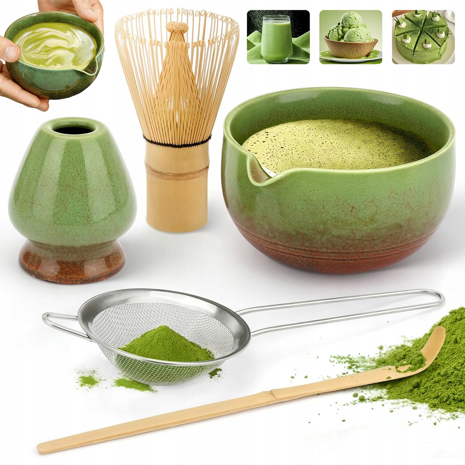 Levně Bambusová Dárková Sada Čaje Matchy Chashaku Šlehací Metla 5 Ks