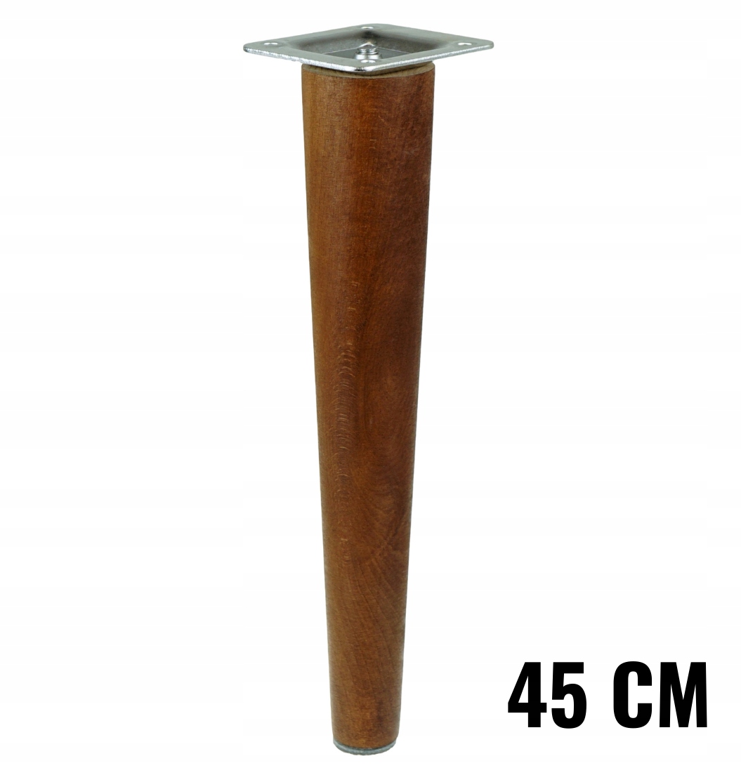 

Noga drewniana stożek buk orzech 45 cm z blachą