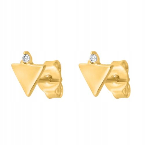 Náušnice pro dívku zlato 585 trojúhelníky s jemným zirkonem 14 karátů