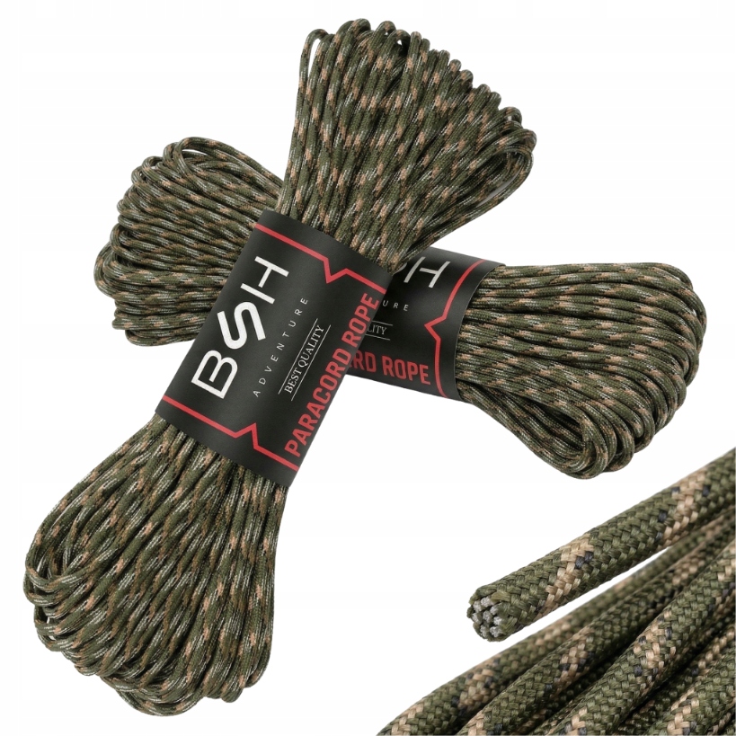 Wojskowa Linka Paracord Bsh 30m Camo Mocna Aż 180 Kg