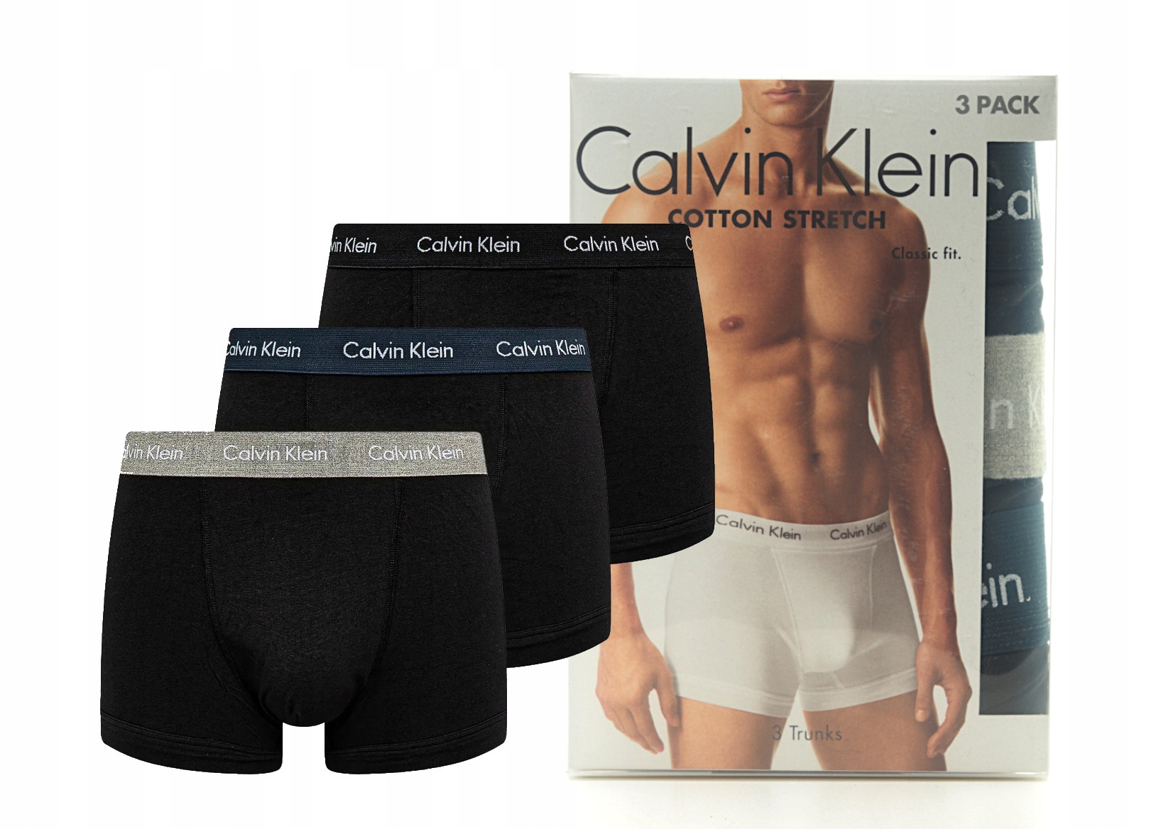 Slipy Calvin Klein boxerky pánské 3pack černé bavlna elastické logo S