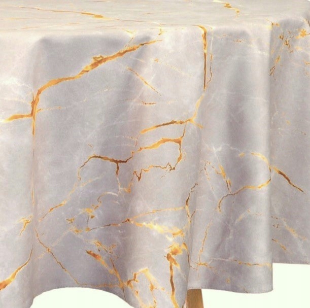 Obrus okrągły dekoracyjny Koło Ø150 Az-186 Marmo Velvet Beżowy