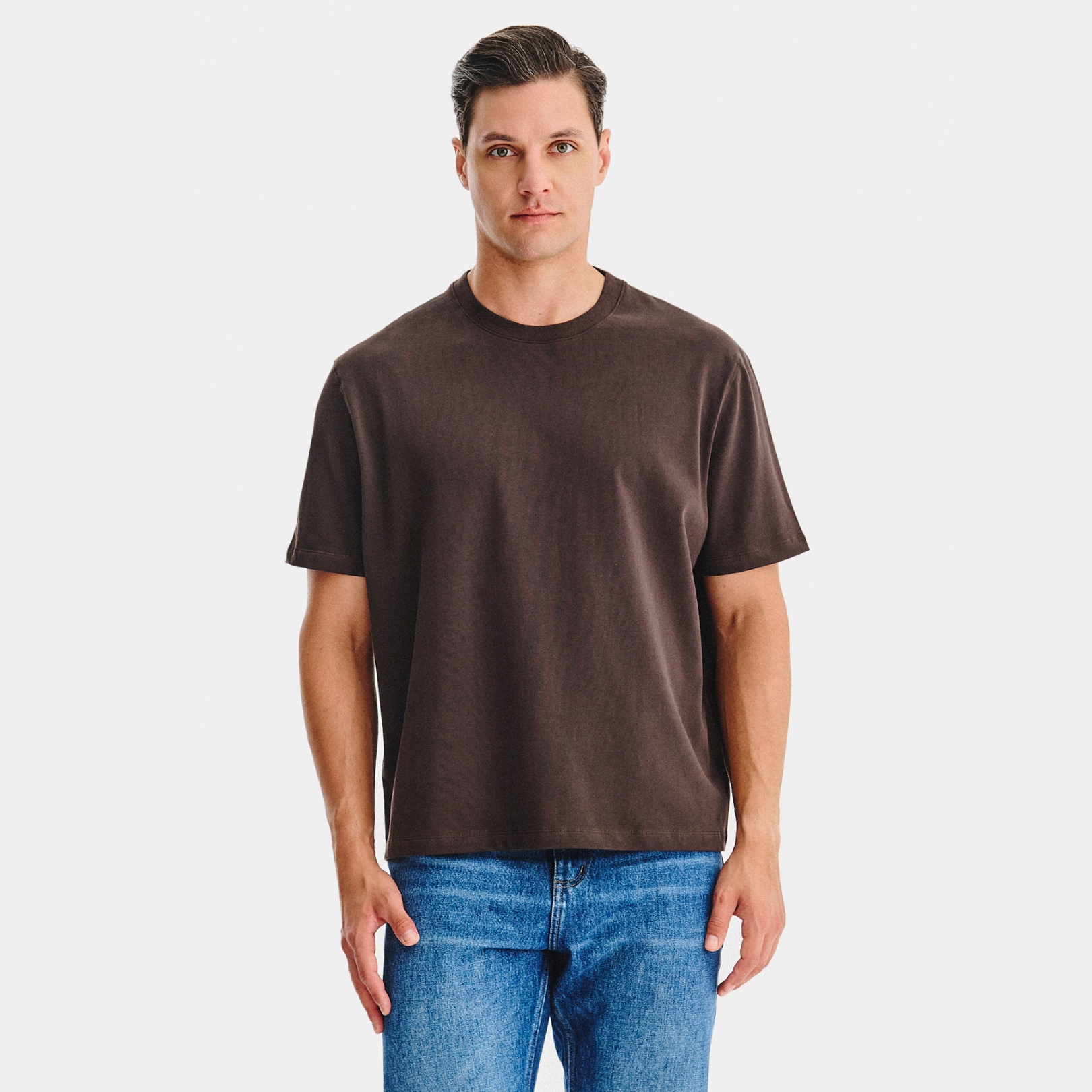 Hnědé oversize bavlněné tričko Pako Lorente , vel M