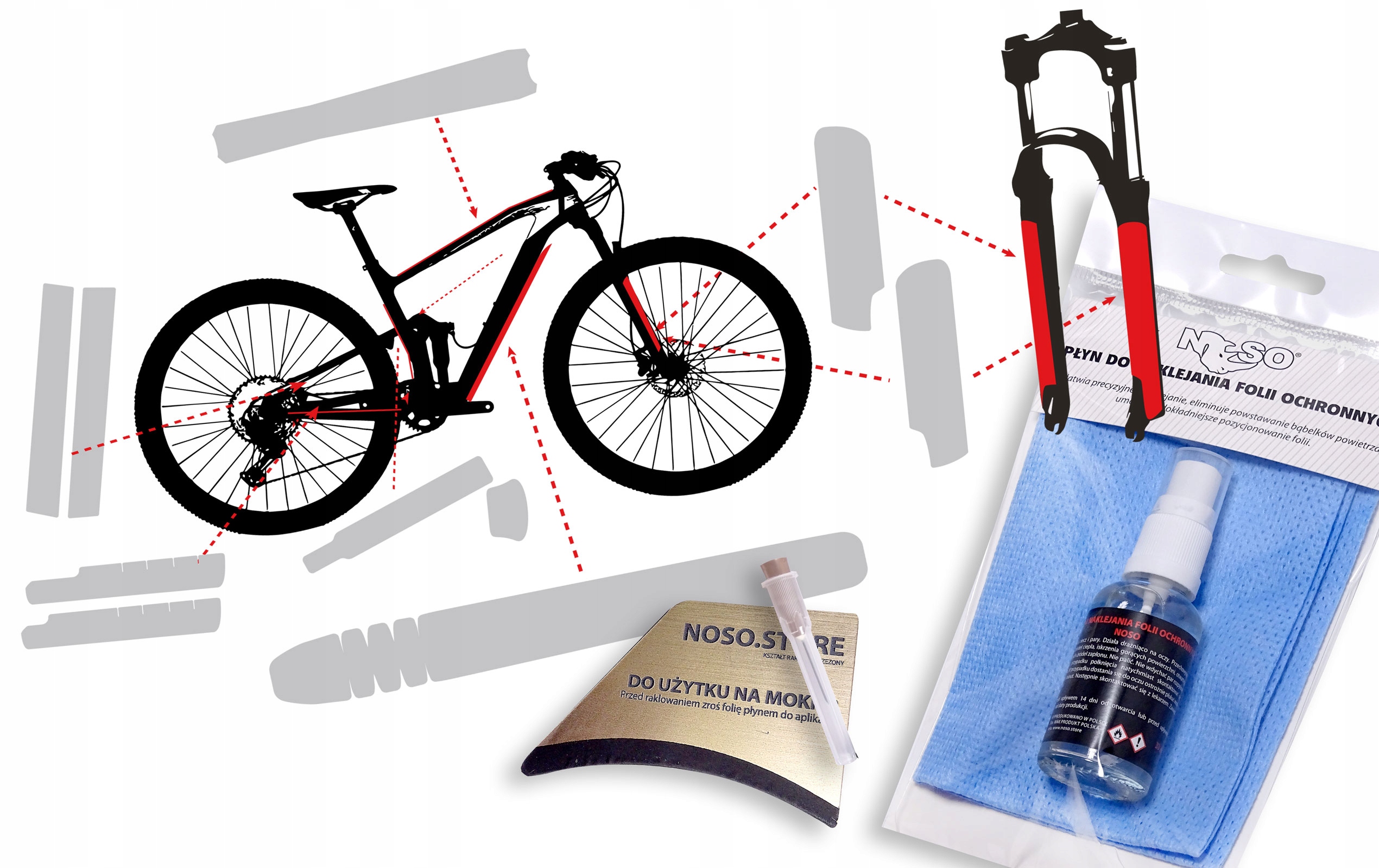 Folia ochronna na rower Mtb Full zestaw XXL|błysk 5 lat Strong