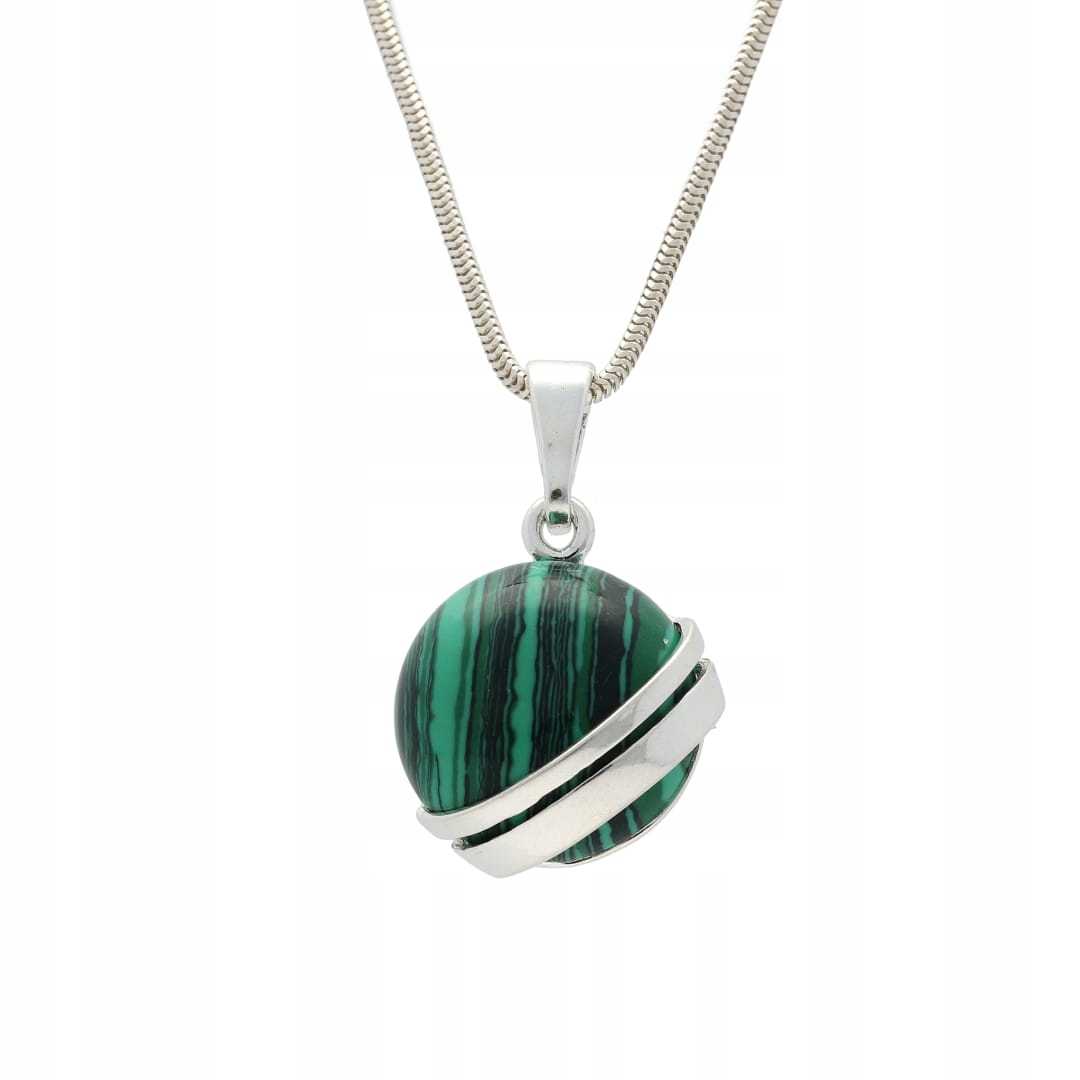 Kulatý přívěsek s malachitem a stříbro