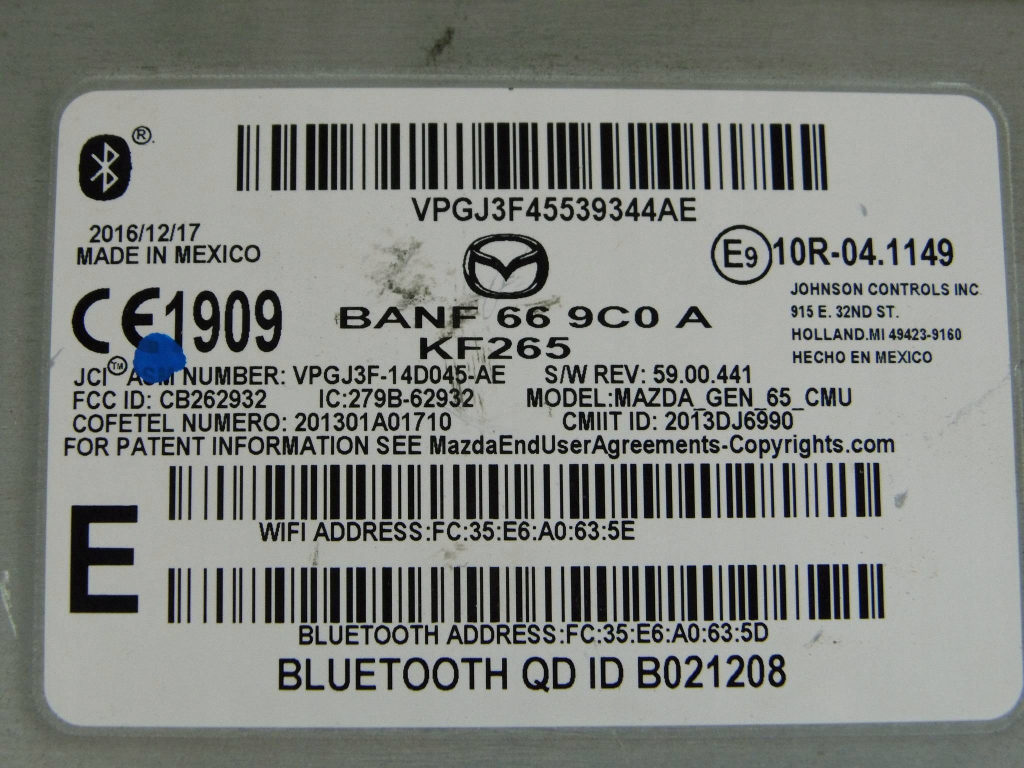 Mazda 3 III BM 2013-2018 Module Unité de contrôle radia Navigation BANF669C0A