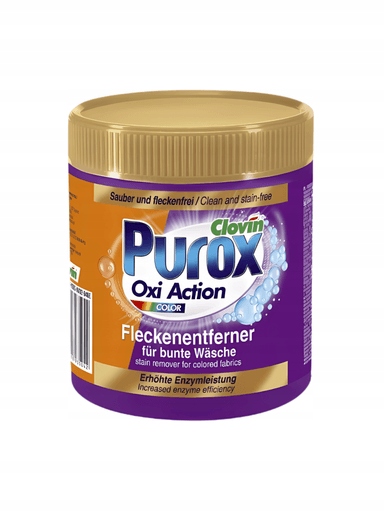 Levně 4x Odstraňovač skvrn na práškové barvy Clovin Purox 750 G