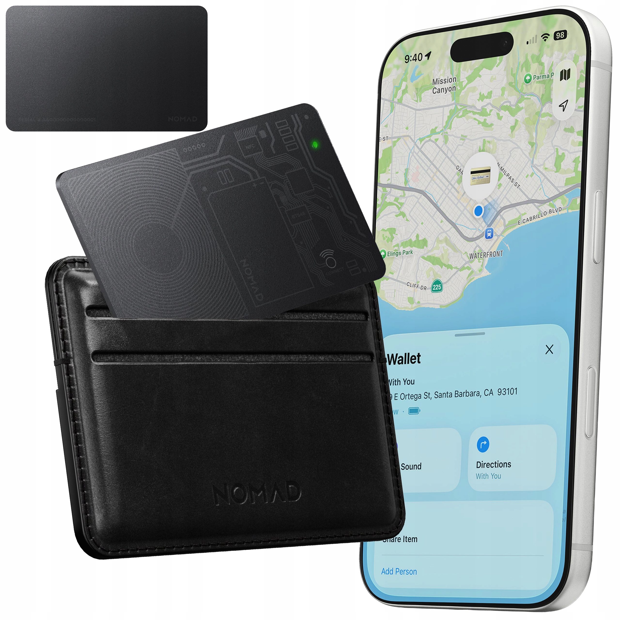 Nomad Tracking Card Air – karta pro lokalizaci peněženky, kompatibilní s Apple