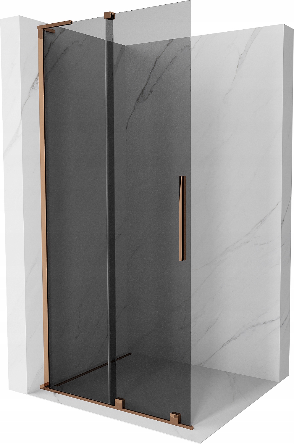 Mexen Velar L posuvná walk-in stěna 90x200 grafit/růžové zlato