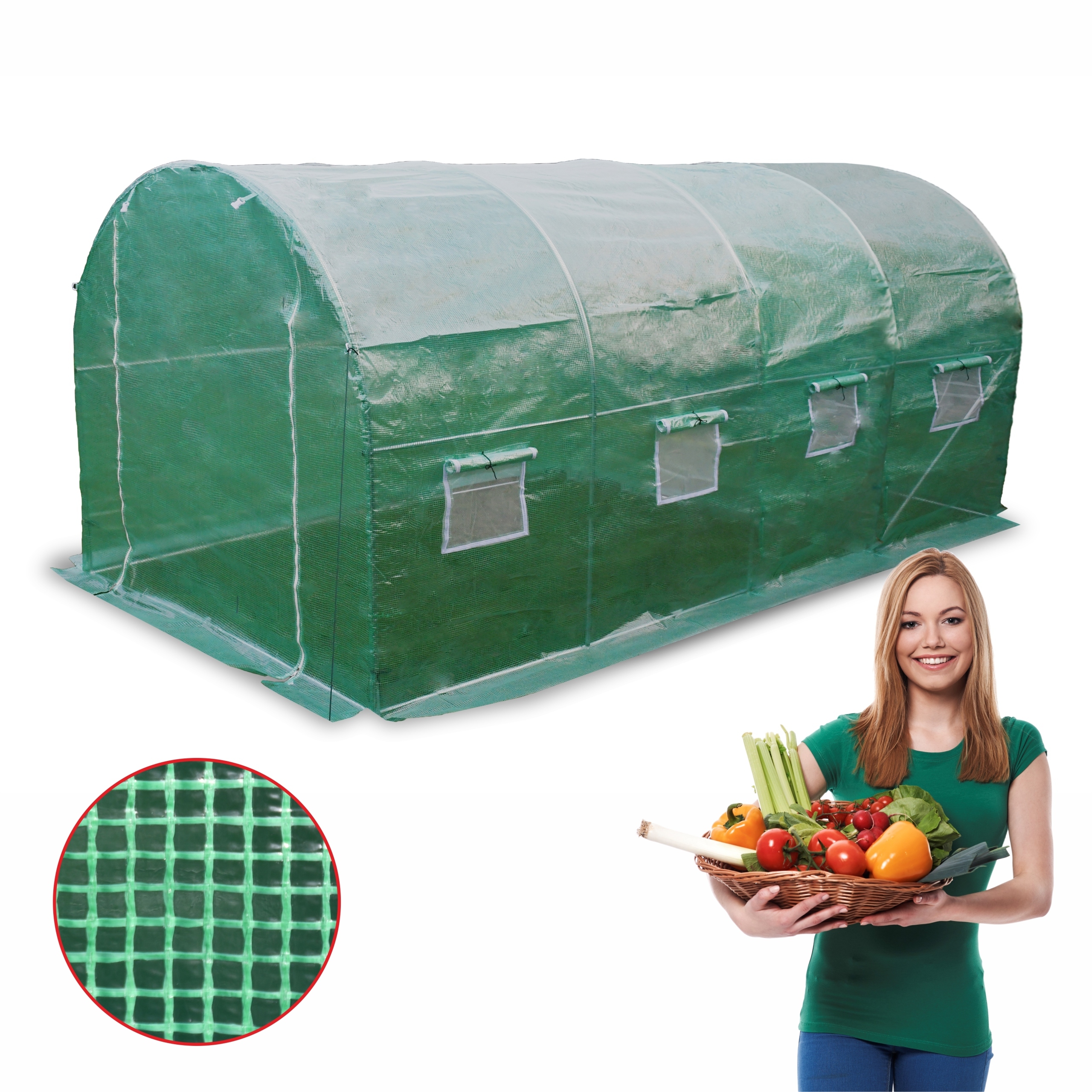 Fóliový tunel 8 m² 400 x 200 cm zelený Zahradní skleník UV-4 Foliak