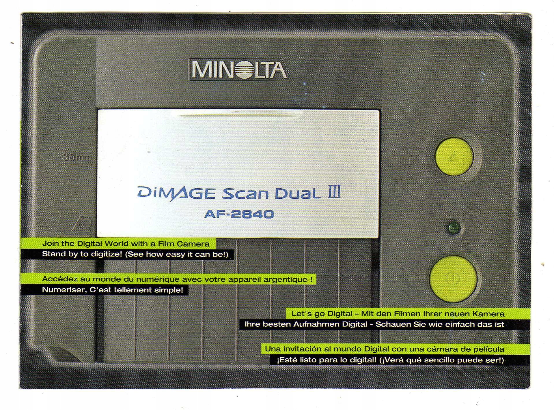 スキャナー MINOLTA DiMAGE Scan Dual III AF-2840 MINOLTA DIMAGE SCAN DUAL Ⅲ スキャナー 作動品